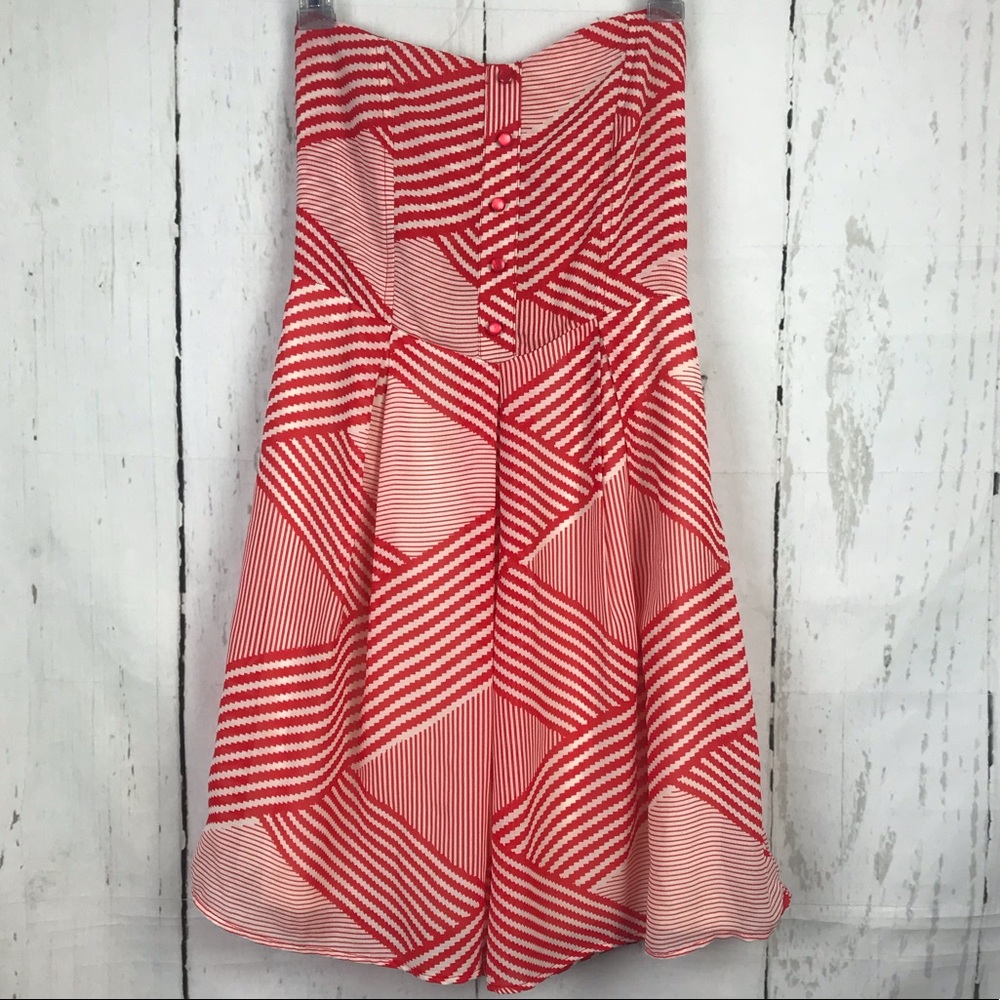 Alya Red White Striped Strapless Dress Women Sz M
